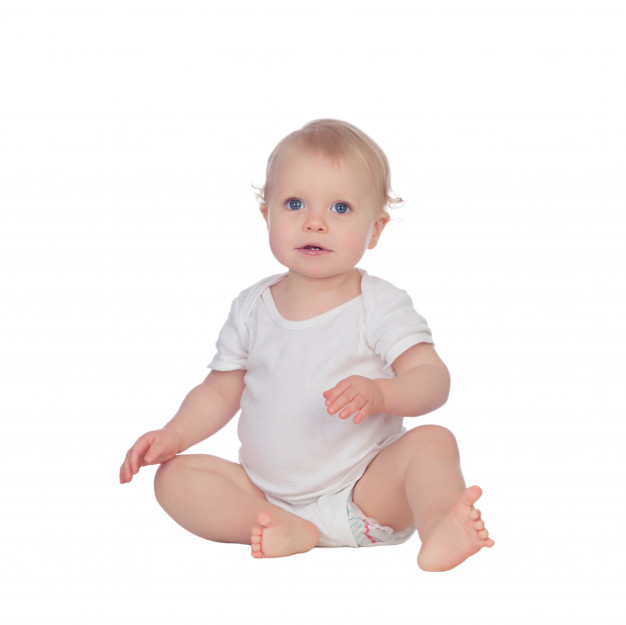 adorable blonde baby sitting floor 58409 9612